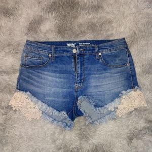 Mossimo Denim High Rise Shorts w/Crochet Detail